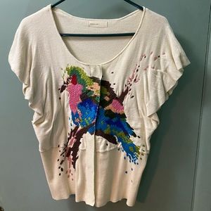 Anthropologie embroidered bird sweater cardigan